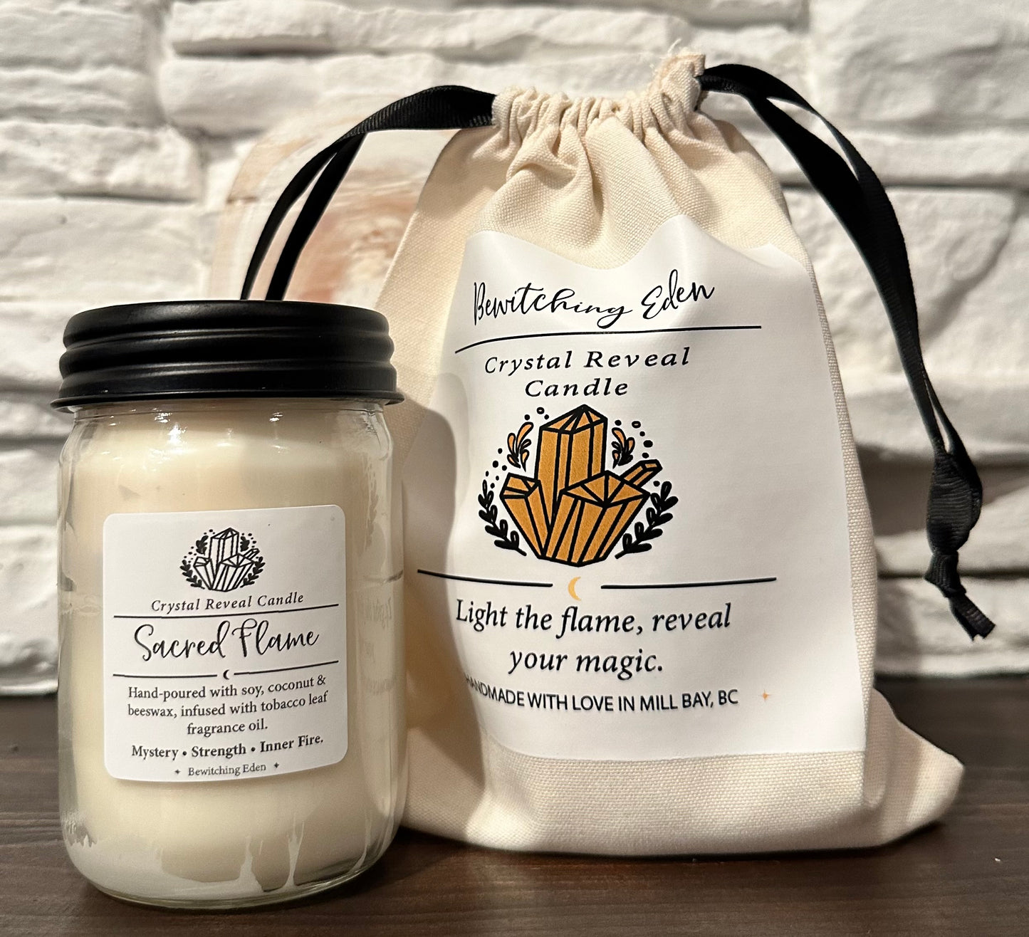 Sacred Flame Crystal Reveal Candle - Tobacco Leaf