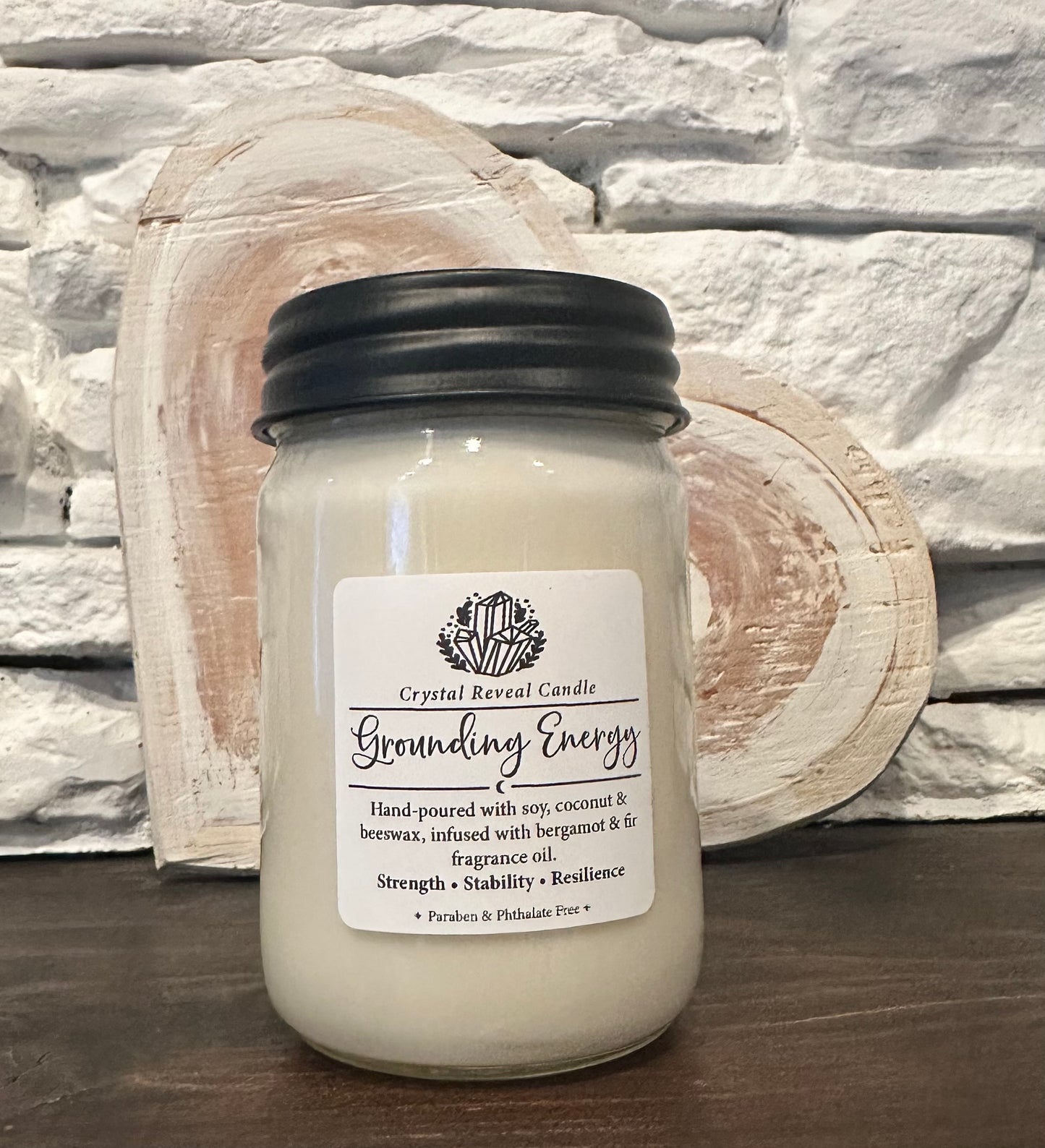 Grounding Energy – Crystal Reveal Candle - Bergamot & Fir
