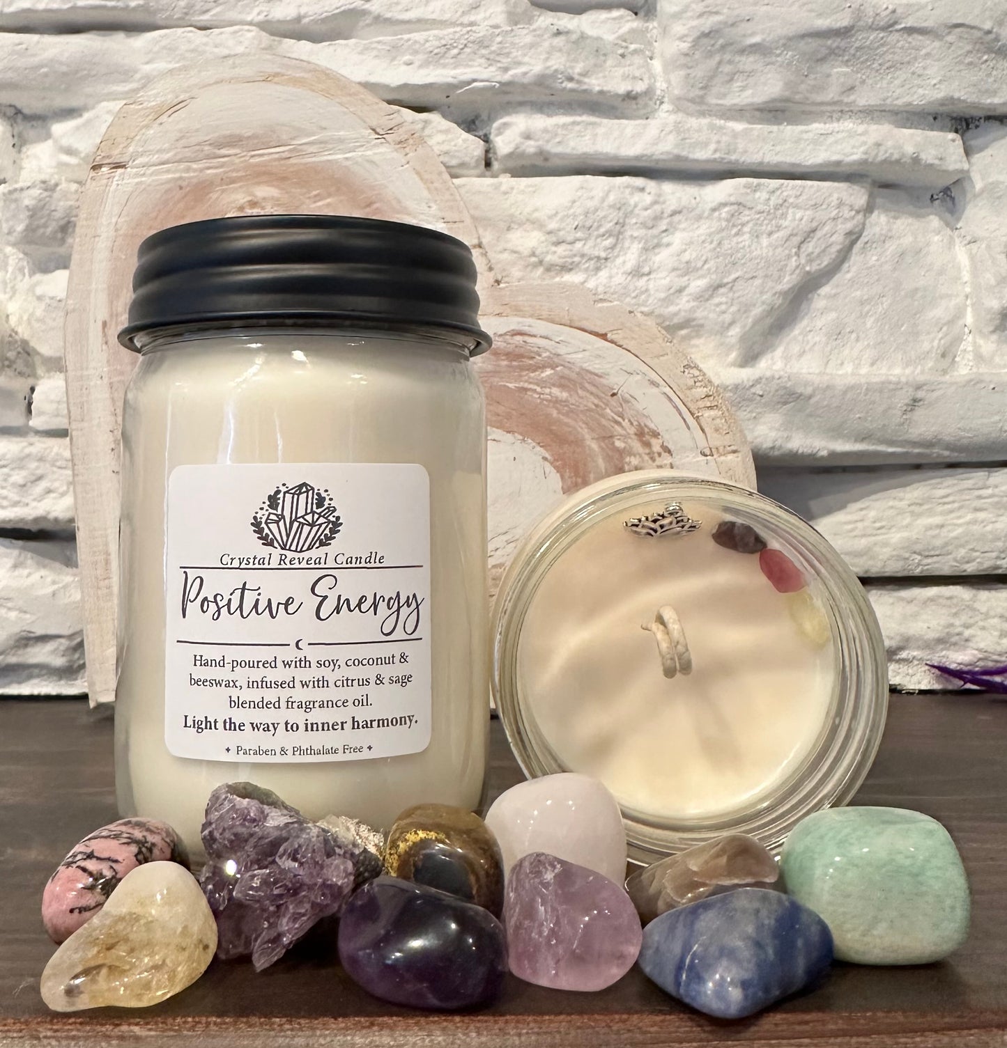 Positive Energy Crystal Reveal Candle - Citrus & Sage