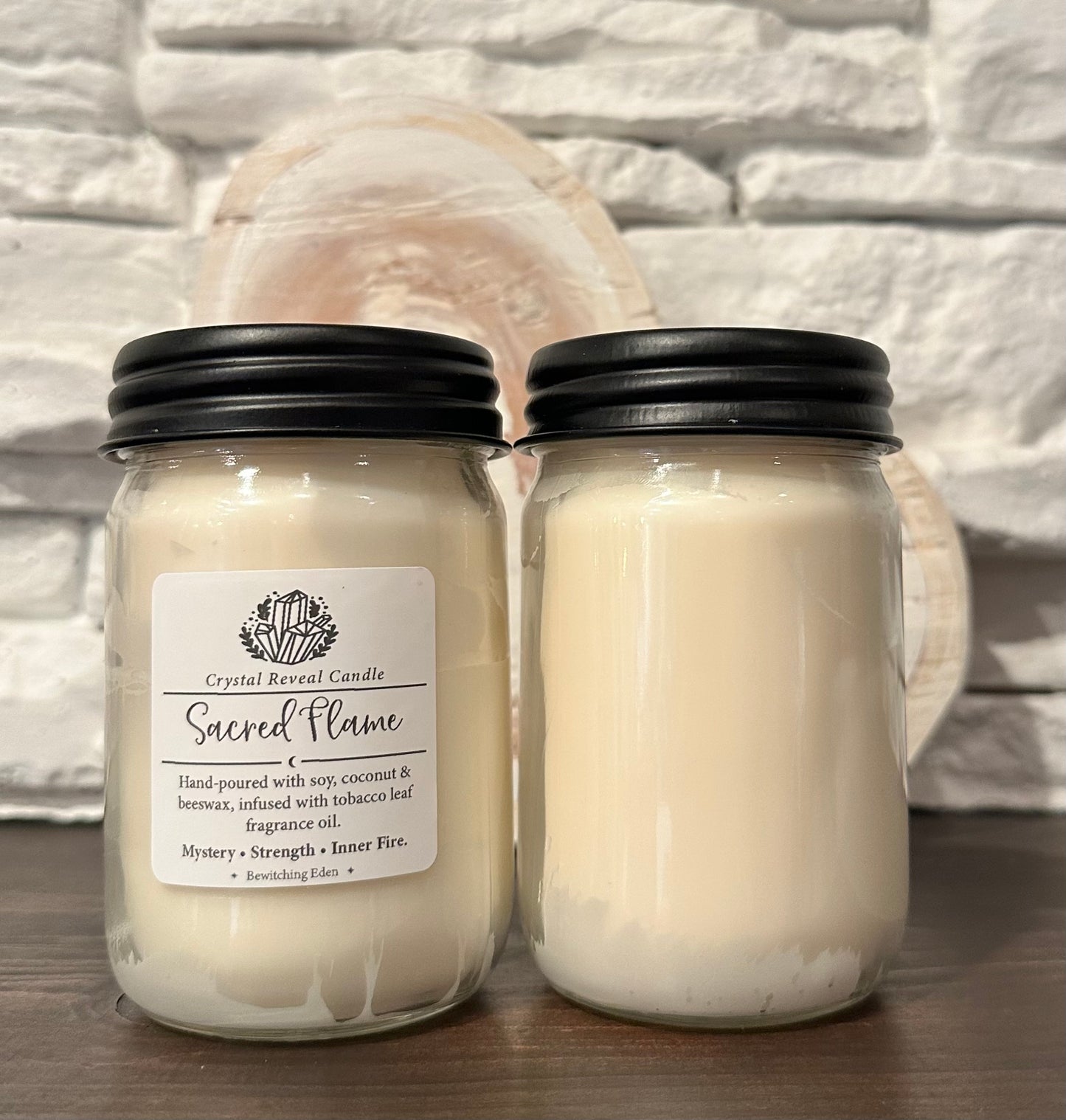 Sacred Flame Crystal Reveal Candle - Tobacco Leaf