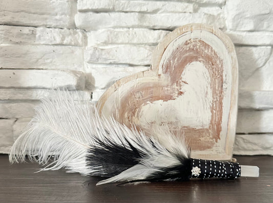 Selenite Feather Smudging Wand