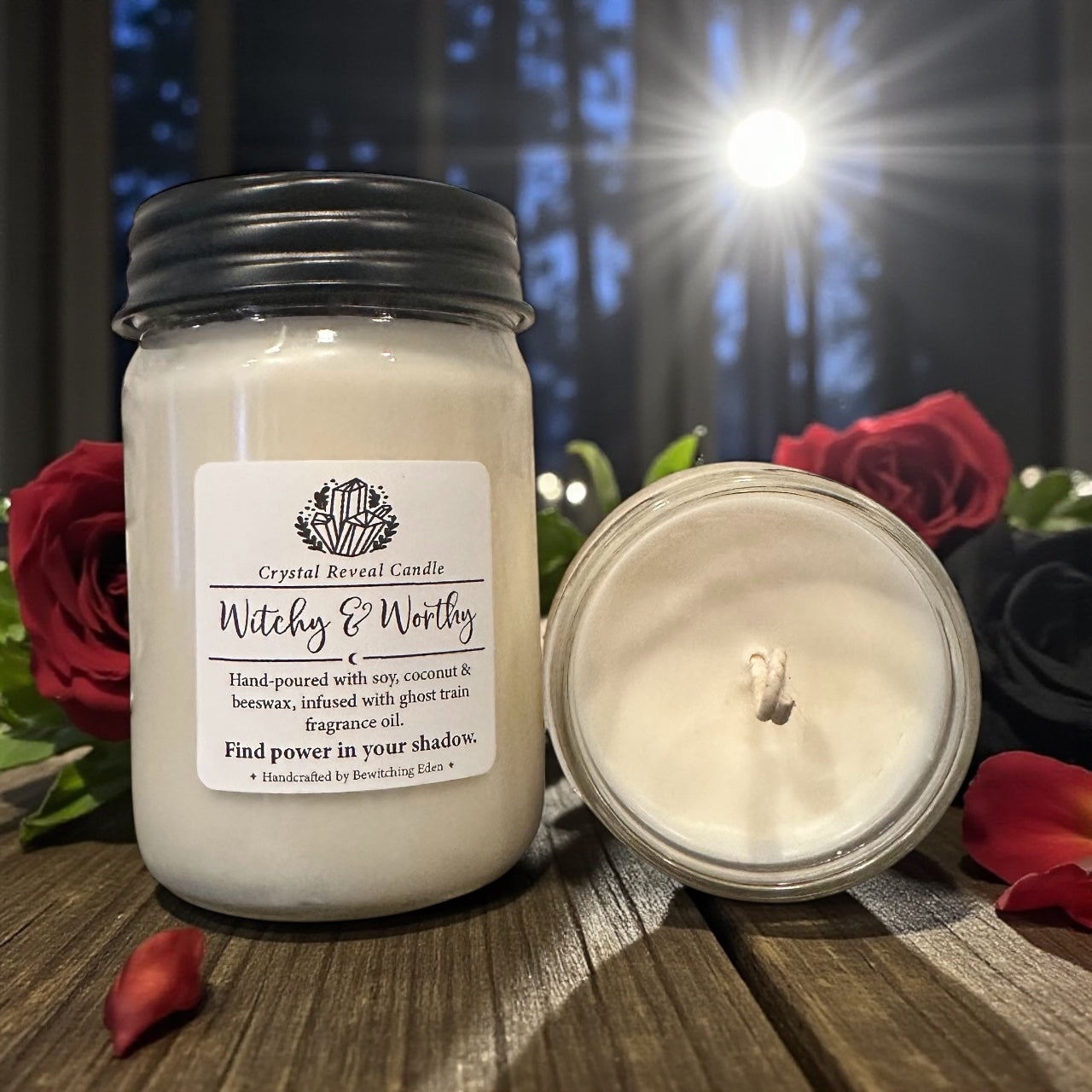 Witchy & Worthy Crystal Reveal Candle  - Ghost Train