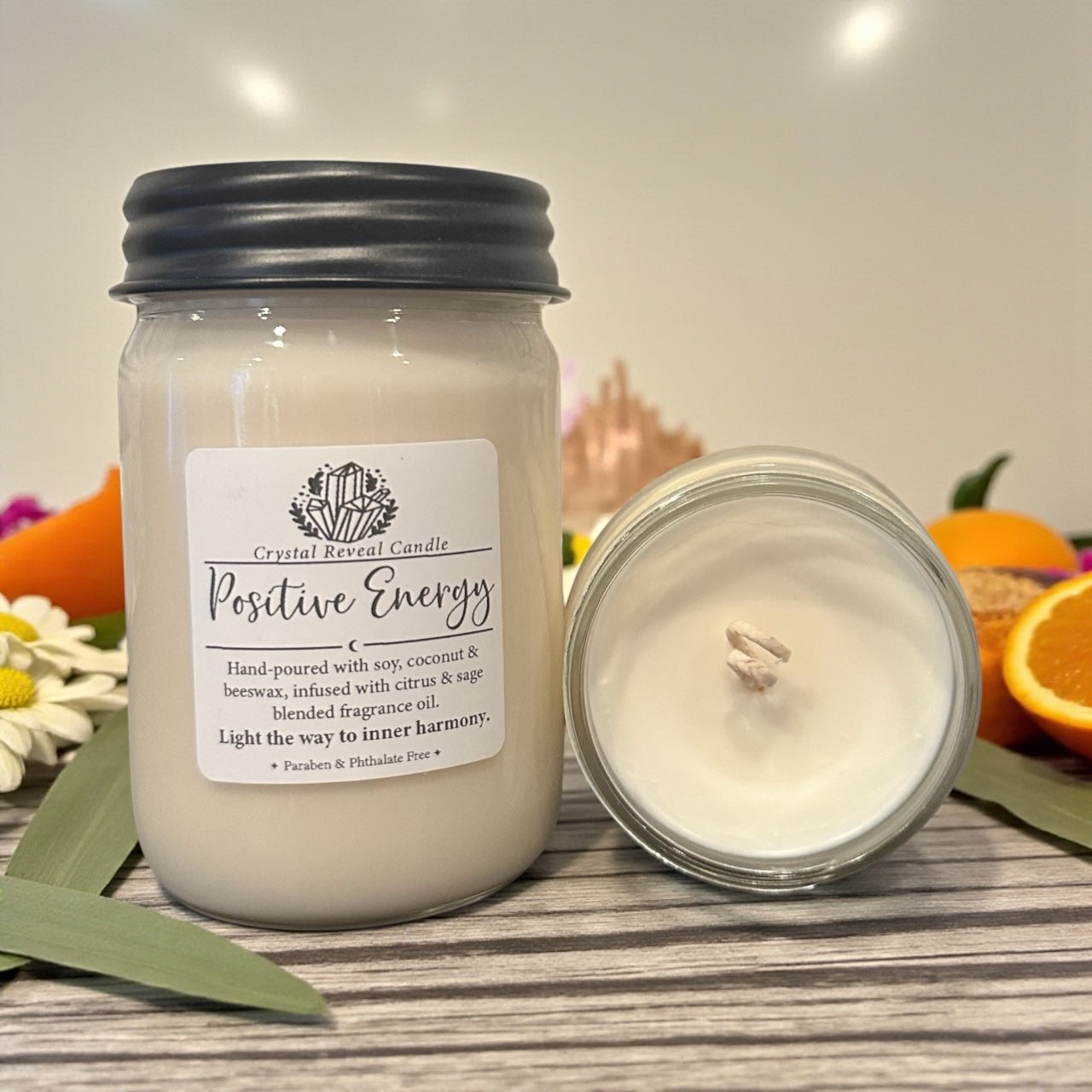 Positive Energy Crystal Reveal Candle - Citrus & Sage