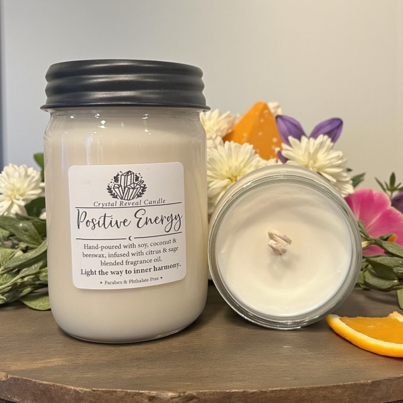 Positive Energy Crystal Reveal Candle - Citrus & Sage
