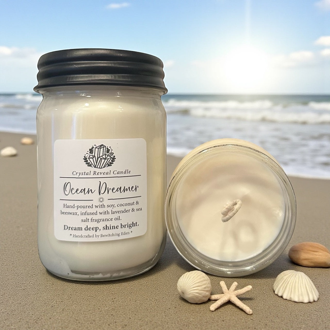 Ocean Dreamer Crystal Reveal Candle - Lavender & Sea Salt