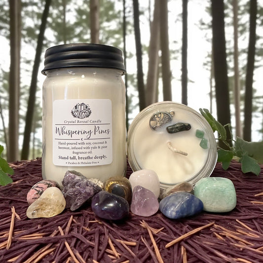 Whispering Pines Crystal Reveal Candle - Yule & Pine