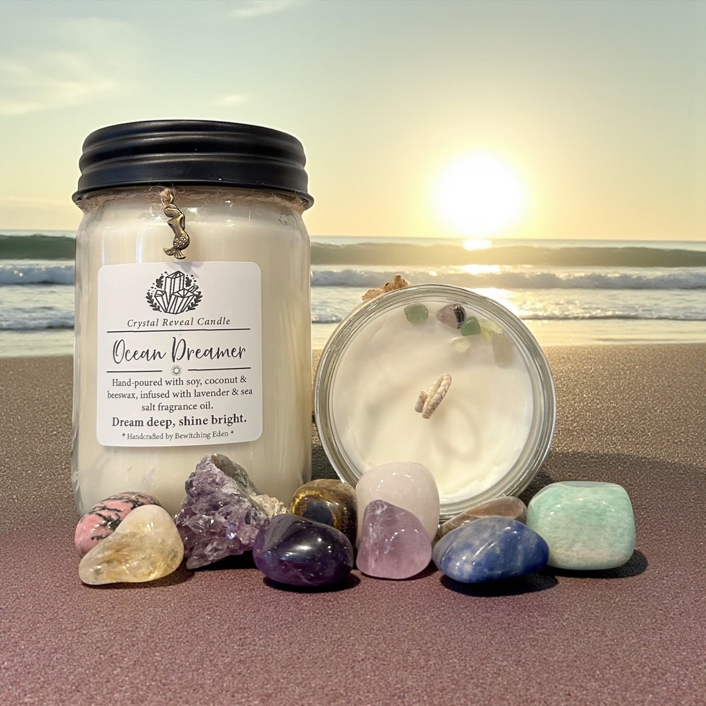 Ocean Dreamer Crystal Reveal Candle - Lavender & Sea Salt