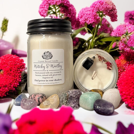Witchy & Worthy Crystal Reveal Candle  - Ghost Train