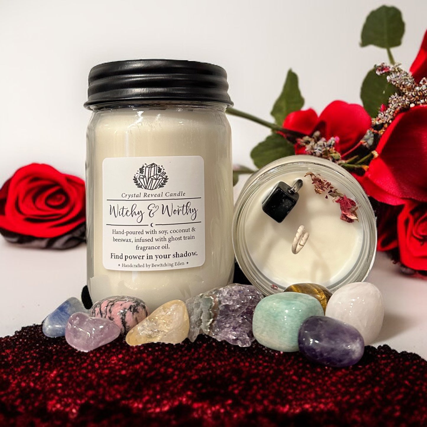 Witchy & Worthy Crystal Reveal Candle  - Ghost Train