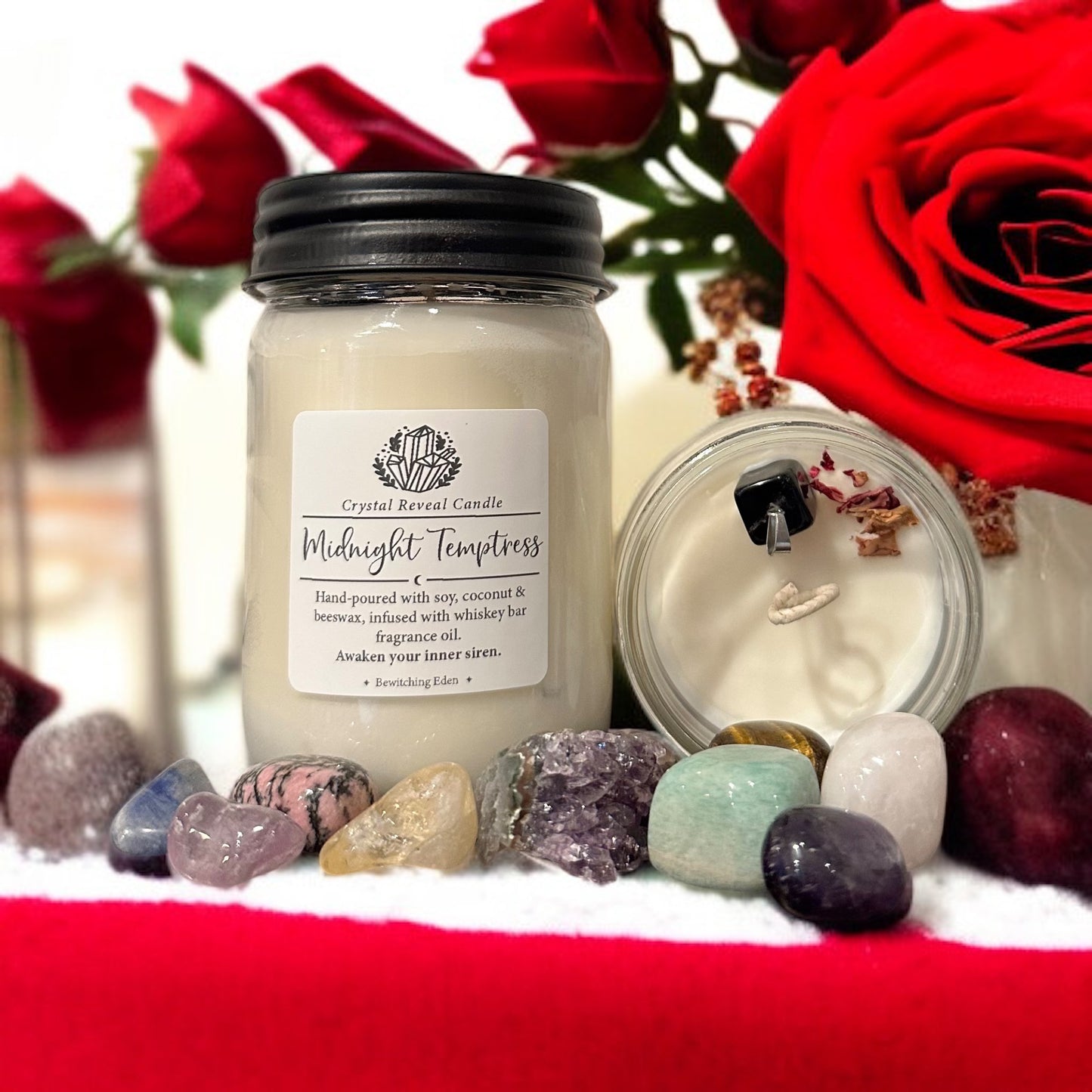 Midnight Temptress Crystal Reveal Candle - Whiskey Bar