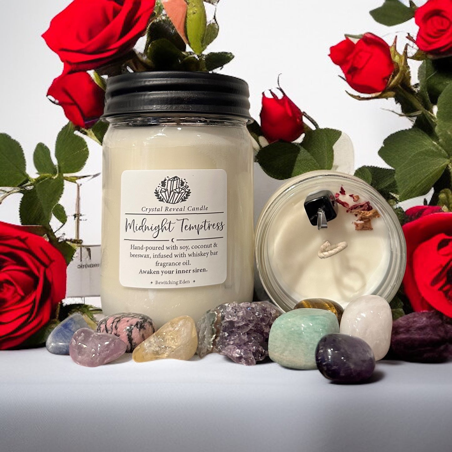 Midnight Temptress Crystal Reveal Candle - Whiskey Bar