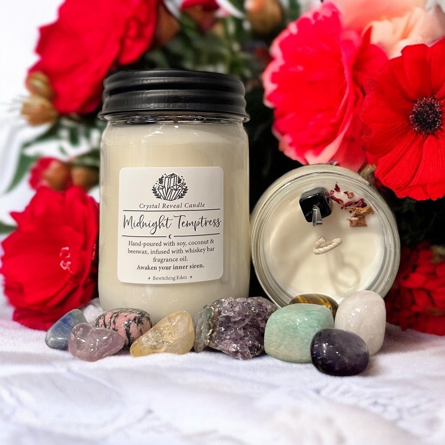 Midnight Temptress Crystal Reveal Candle - Whiskey Bar
