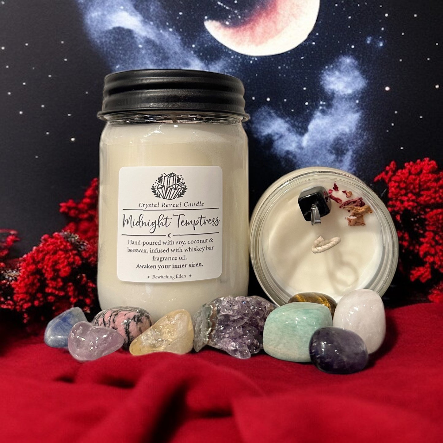 Midnight Temptress Crystal Reveal Candle - Whiskey Bar